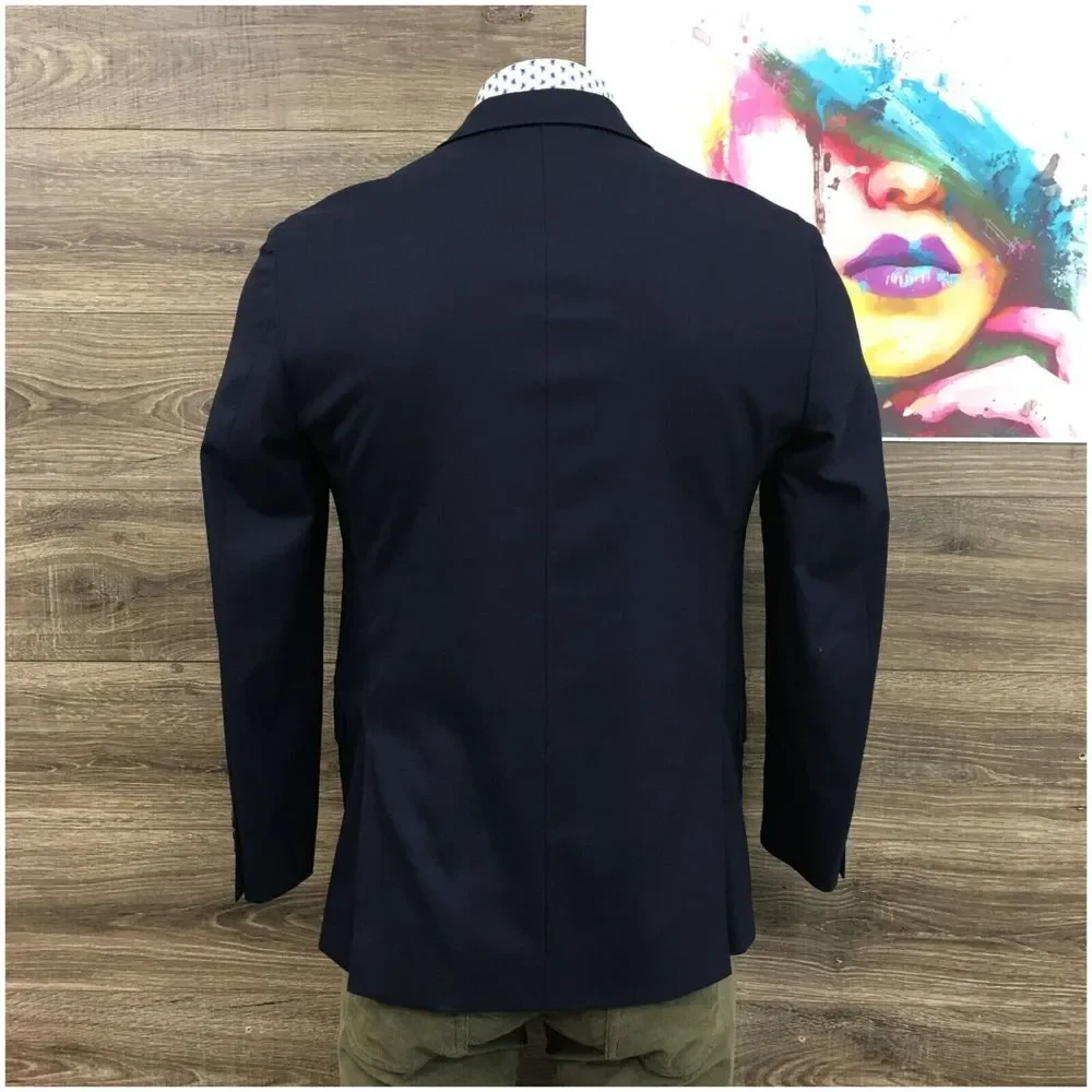 NORDSTROM Mens Blazer Sport Coat Casual Jacket‎ Size 40R Trim Fit Blue Wool Suit